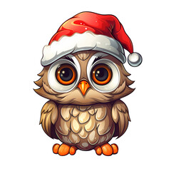 Cute Owl With Christmas Clipart Illustration