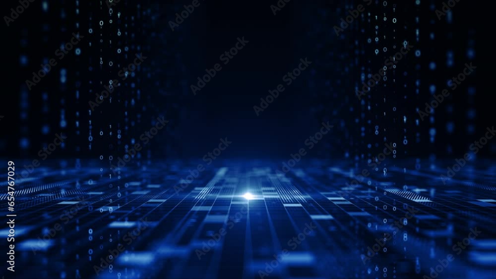 Poster digital cyberspace with number for big data, futuristic information technology with digital data net