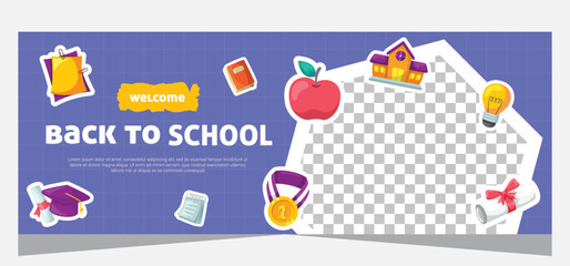 Horizontal banner for back to school. Template banner design