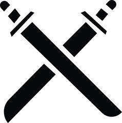 Swords in flat style and silhouettes isolated on white background. Icon set of ancient swords. Vector . Medieval swords