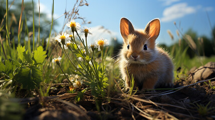 rabbit in the grass HD 8K wallpaper Stock Photographic Image