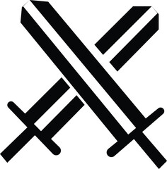 Swords in flat style and silhouettes isolated on white background. Icon set of ancient swords. Vector . Medieval swords