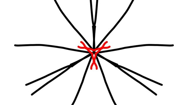 The radiant black and red object in the center of the image is constantly changing.