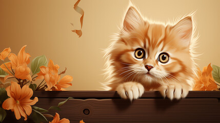 cat with a flower HD 8K wallpaper Stock Photographic Image