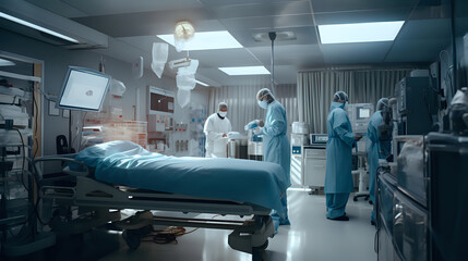 hospital corridor in hospital. Generative AI