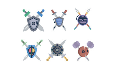 set of ancient medieval weapon vector illustrato