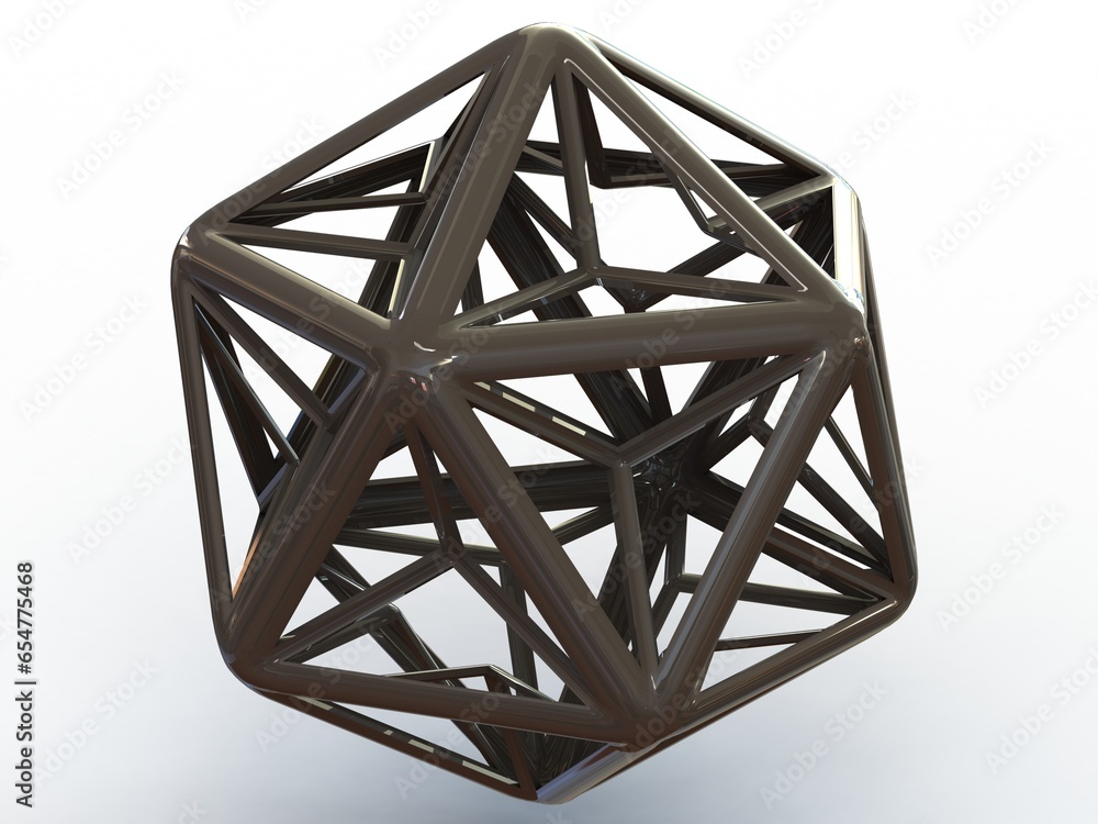 Poster wireframe shape great dodecahedron 3d print model