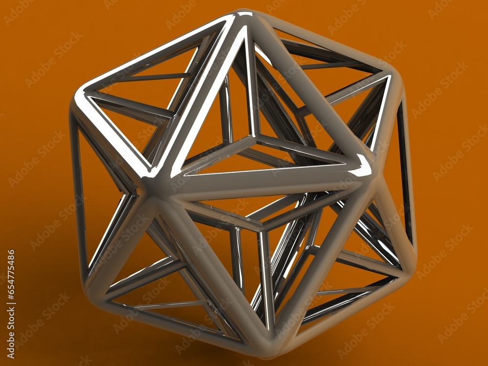 Poster wireframe shape great dodecahedron 3d print model