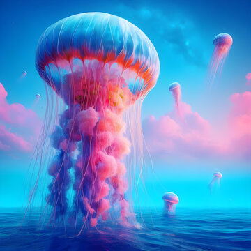 giant jellyfish in the sea 