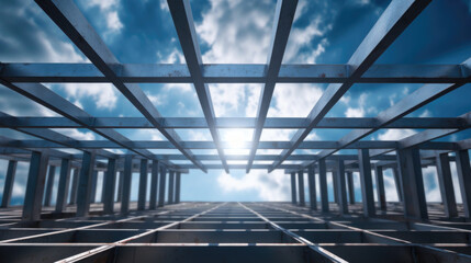 Building metal structure on blue sky view