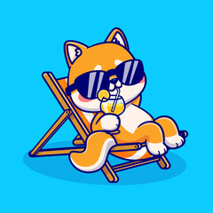 Cute Shiba Inu Dog Relaxing On Bench And Drink Orange
Juice Cartoon Vector Icon Illustration. Animal Holiday Icon
Concept Isolated Premium Vector. Flat Cartoon Style