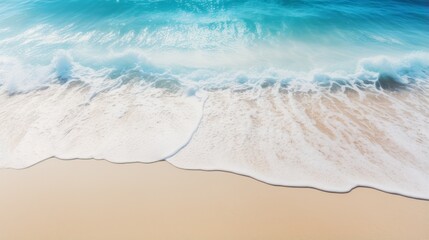 Abstract sand beach with sunlight in a beautiful turquoise water wave, background concept for idyllic resort at the sea. Generative AI