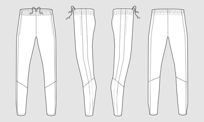 Vector sweatpants technical drawing fashion flat sketch vector illustration template