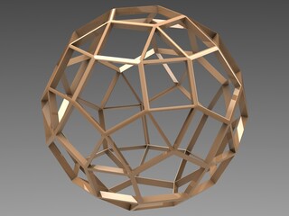 Wireframe Shape Rhombicosidodecahedron 3D print model
