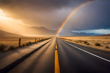 Fototapeta na wymiar rainbow over the road