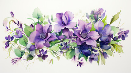  A painting of purple and green flowers
