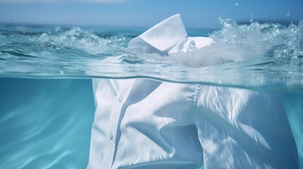 White shirt washing in blue water