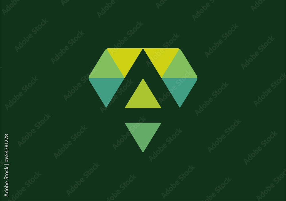 Poster digital data meets design in a triangular a logo, encapsulating innovation, precision, and the dynam