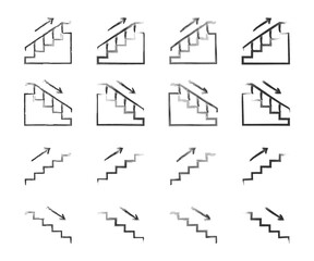 Hand drawn stairs up and down icon set. Vector illustration