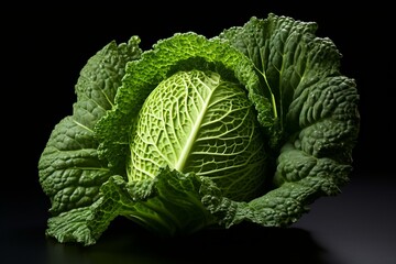 Isolated savoy cabbage. Generative AI - obrazy, fototapety, plakaty