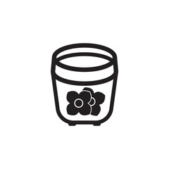 flower pot icon logo vector design template illustration