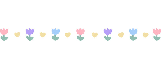 Colorful Tulip and Heart Decorative Line