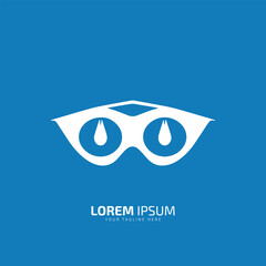 Minimal or abstract eye glasses logo vector icon silhouette isolated on blue background