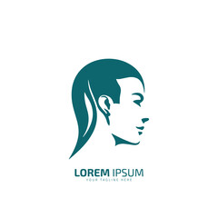 Minimal or abstract woman logo vector icon silhouette on white background