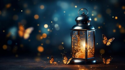 Beautiful background with a shining lantern Fanus