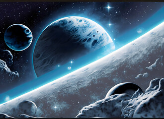Unknown planets in space, illustration