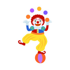 怖いピエロ。フラットなベクターイラスト。
Scary clown. Flat designed vector illustration.