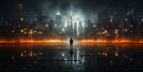 Long exposure after the rain Cinematic Futuristic. Generative Ai content