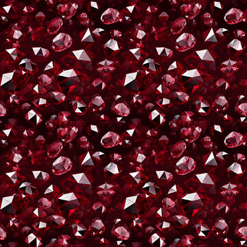 Endless seamless pattern, background texture, red diamonds, blood diamonds, crystals