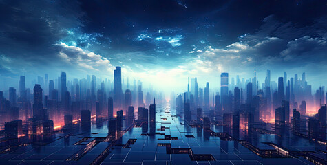 skyline, futuristic technology background