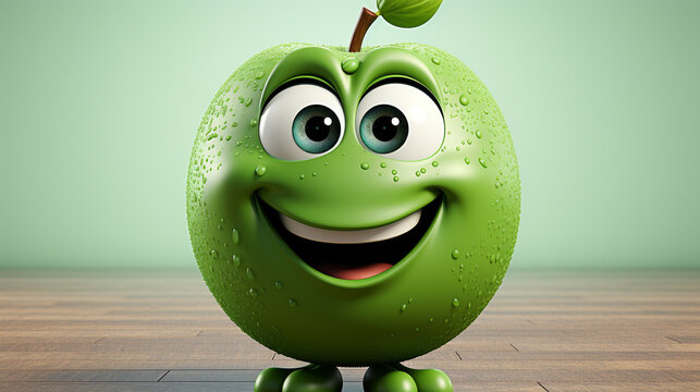 green apple cartoon HD 8K wallpaper Stock Photographic Image