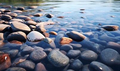 riverside rocks macro, ai generative