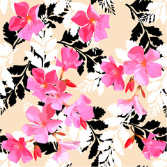 Fototapeta na wymiar Floral pattern. Blooming, abstract summer meadow. Floral background. Fashionable flower for design. Seamless background. Small flowers are scattered. Еlegant floral texture.
