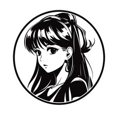 Cute Anime girl. Sweet Manga girl vector Hand drawn retro anime kawaii vector illustration. Set of cute animegirl. Happy kawaii anime girl face 