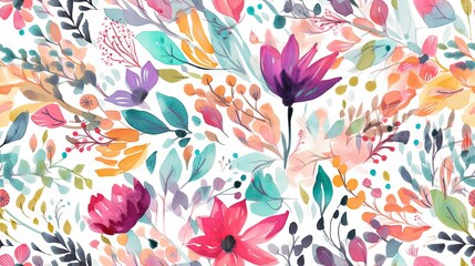 Fototapeta na wymiar Colorful floral spring pattern on white background.