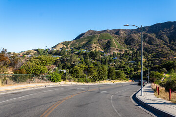 Residential Area near the Hollywood Reservoir. Hollywood Hills looking down on some beautiful...