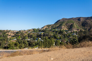 Residential Area near the Hollywood Reservoir. Hollywood Hills looking down on some beautiful...