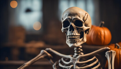 A grinning skeleton ready for some Halloween fun ai generated