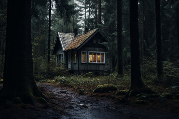 Fototapeta na wymiar An old house in the forest