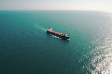 Bird's-eye of tankers in sea. Generative AI