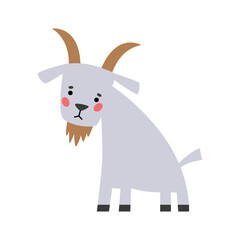 Childish cartoon goat. Farm animal. Vector illustration