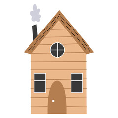 Hand drawn cute house. Trendy illustration. Naive building in cartoon style. Pastel flat concept.
