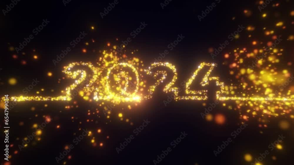 Aufkleber particles illuminate digits 2024 years design glow. abstract cosmic vibrant color backdrop. glowing 