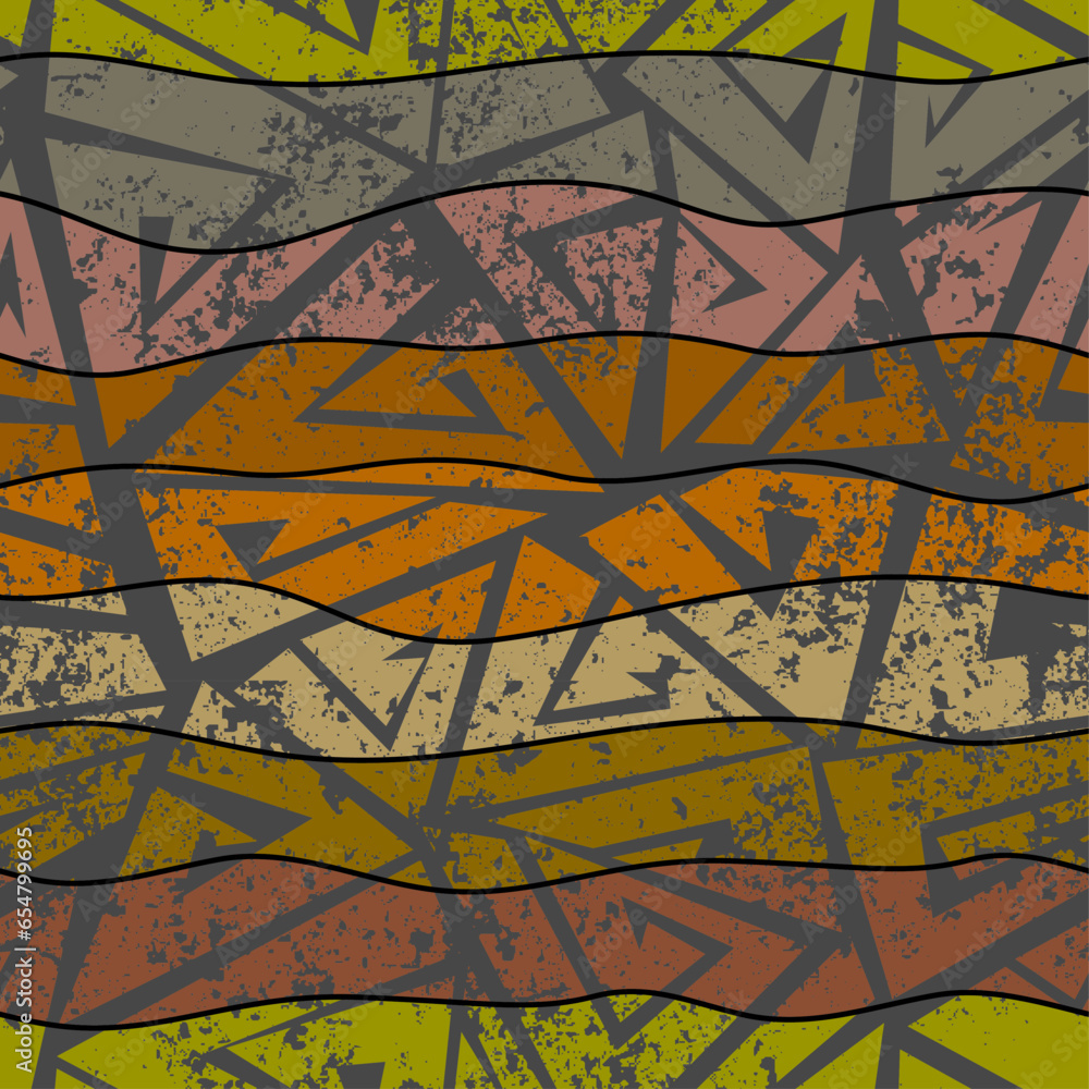 Poster grunge geometric vector seamless pattern made in ethnic style. african traditional design. creative 