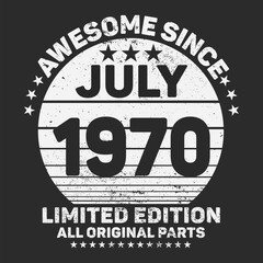 Awesome Since 1970. Vintage Retro Birthday Vector, Birthday gifts for women or men, Vintage birthday shirts for wives or husbands, anniversary T-shirts for sisters or brother
