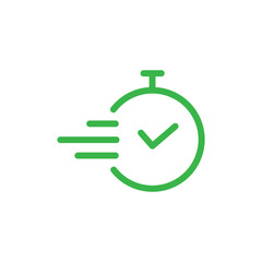eps10 vector illustration of a line art Time icon design in green color. Task time symbol in modern outline style design isolated on white background. - obrazy, fototapety, plakaty